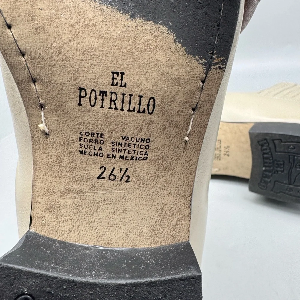 El Besserro Men's Botin Charro Short Ankle Boots Genuine Leather Color Bone 9.5